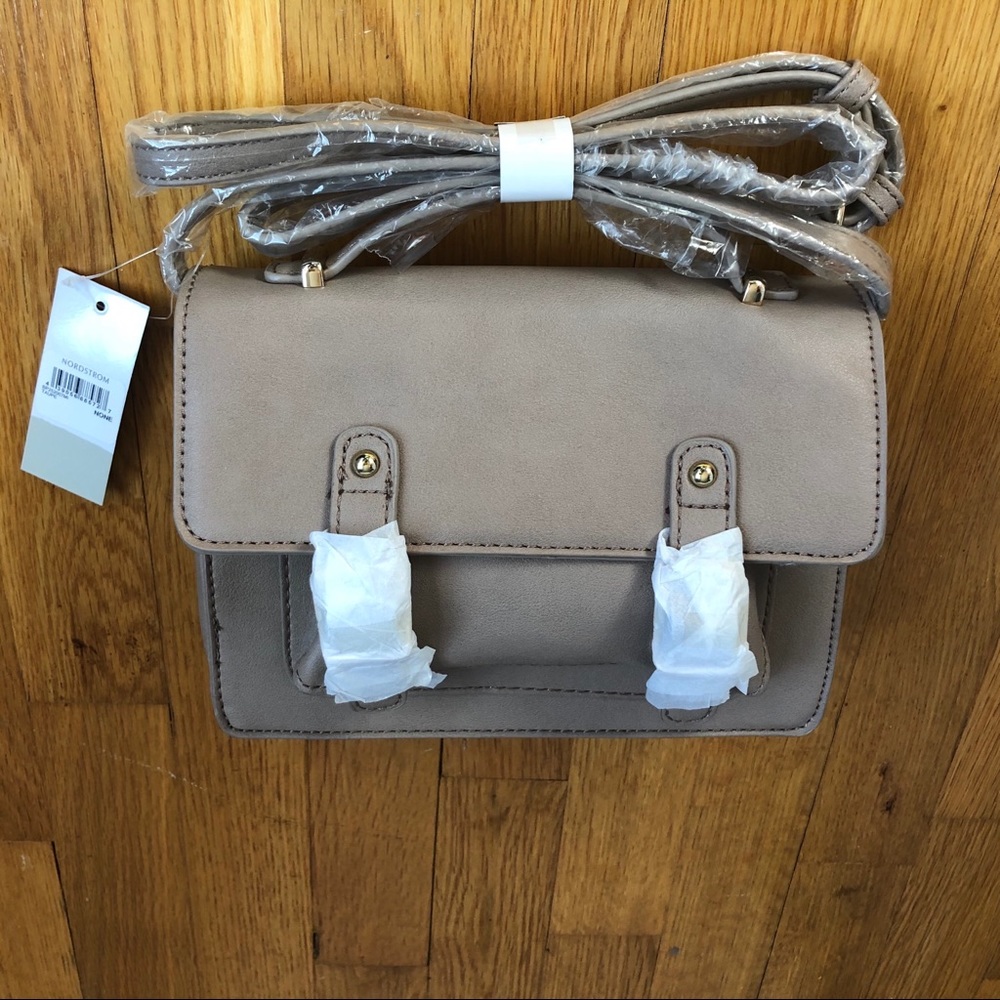 NWT Taupe Buckle Close Crossbody Bag